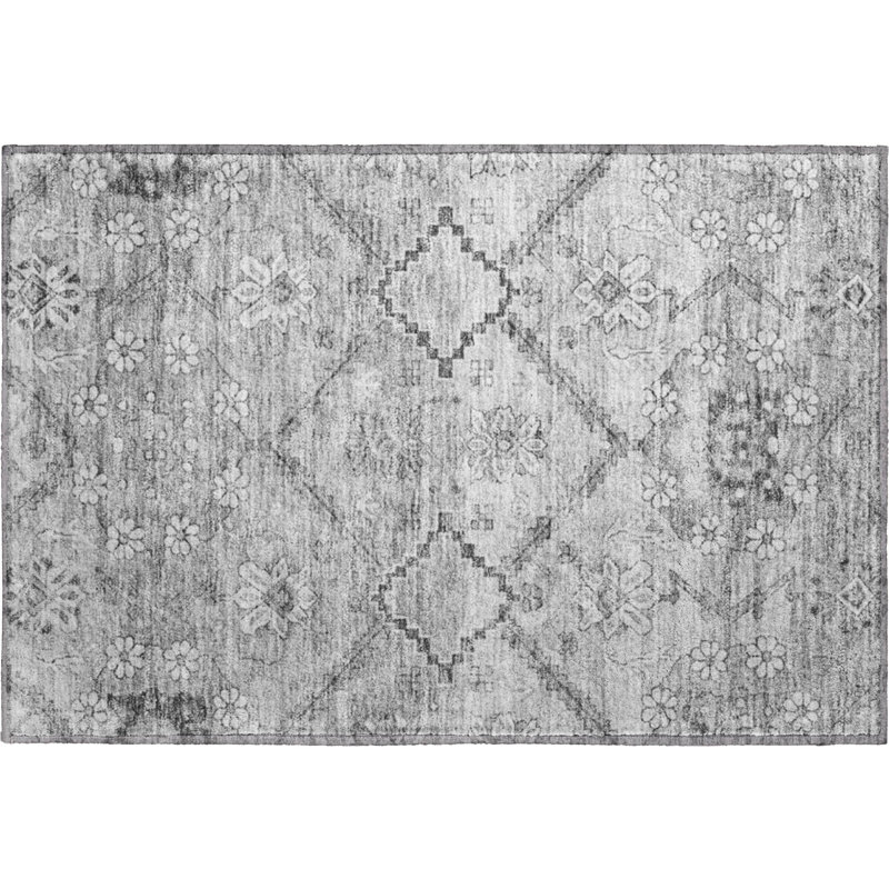 Premium Machine Washable Prisco Gray Rug, Rectangle 1'8" x 2'6"