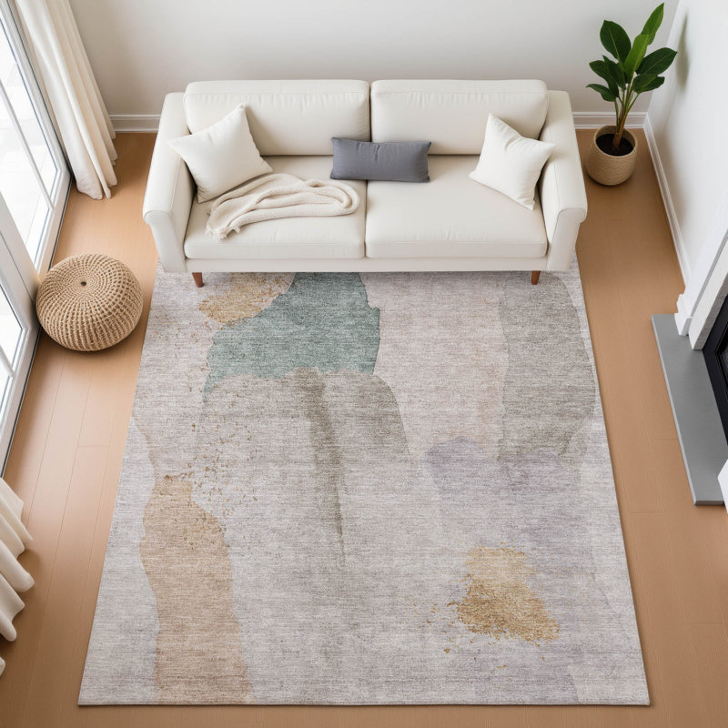 Premium Machine Washable Mouton Abstract Rug, Rectangle 10' x 14'