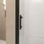 Porte de douche pivotante 30 po x 72 po, cadre en aluminium noir mat, demi-cadre, film en verre trempé anti-déflagrant de 1/4 po (6 mm), poignée en acier inoxydable