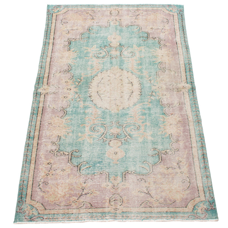 Tapis turquoise Melis Vintage 4 pi 11 po x 8 pi 5 po