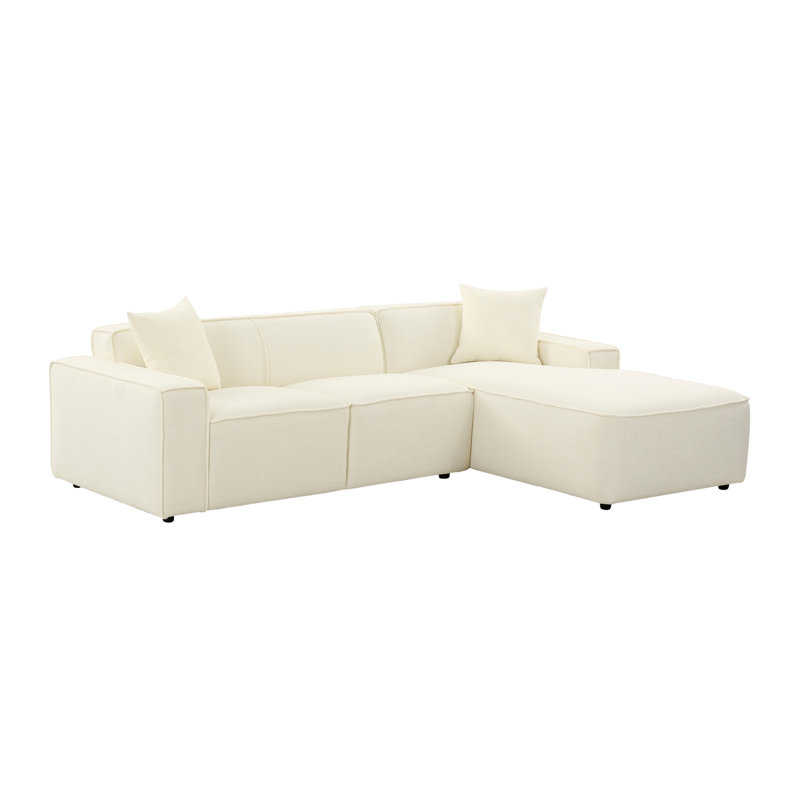 Olafur Sectional, Right Hand Facing, Cream Velvet