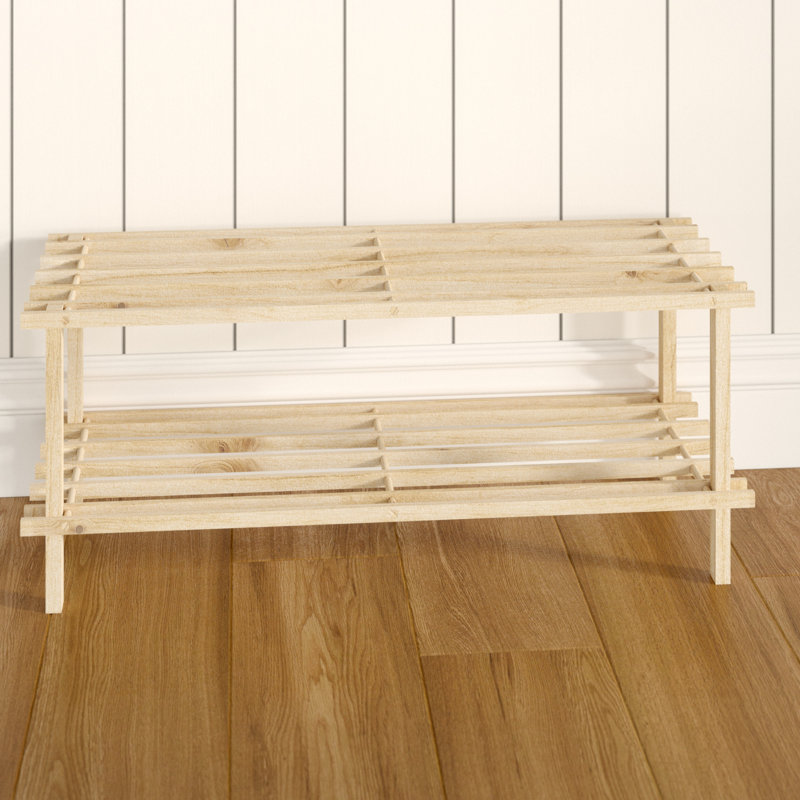 6 Pair Solid Wood Shoe Rack, Natural