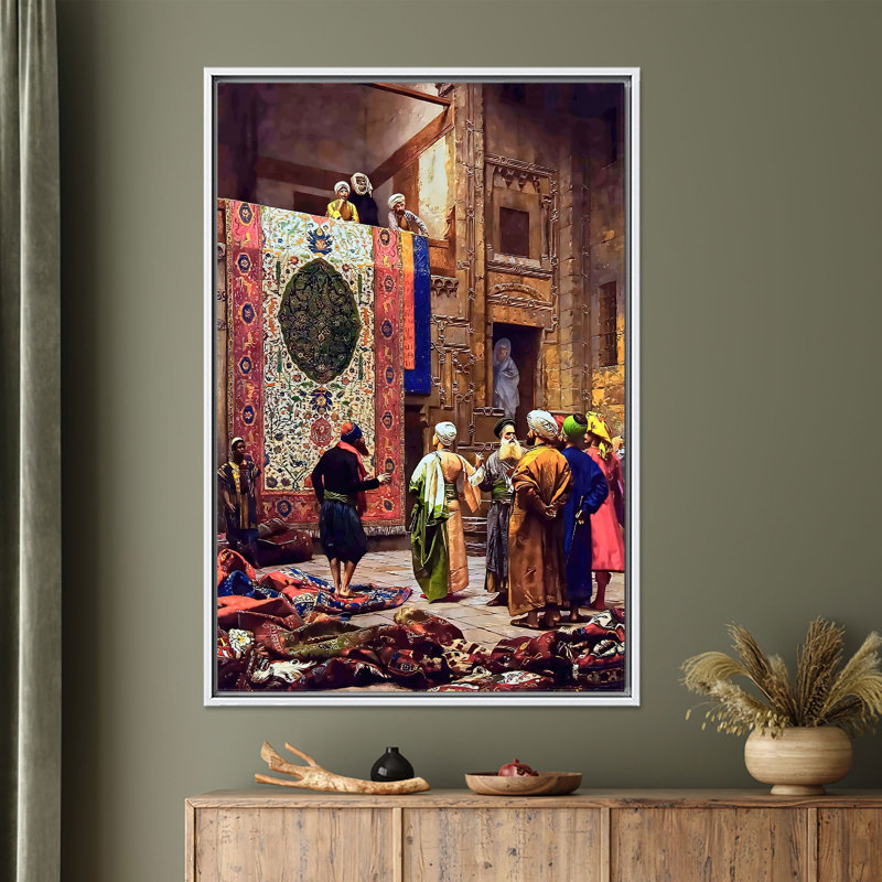 Art mural imprimé sur toile: Le marché du Caire par Jean-Leon Gerome, 1P WhiteFramedCanves, 82,7 po H x 47,3 po l