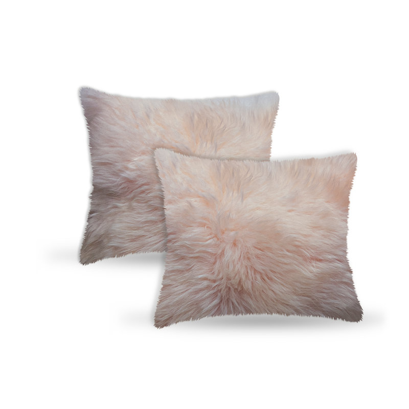 Housse et insert de coussin carré 100% laine , Rosé