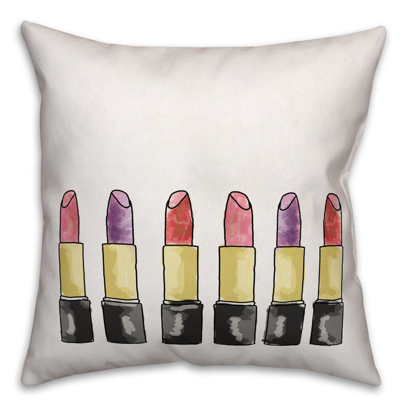 Lipstick Appliqued Throw Pillow