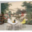 Papier peint adhésif auto-adhésif moderne L 96 po x l 69 po pour chambre à coucher Jardin chinois serein, Pivoines, pavillons, Misty Mountains-622272782