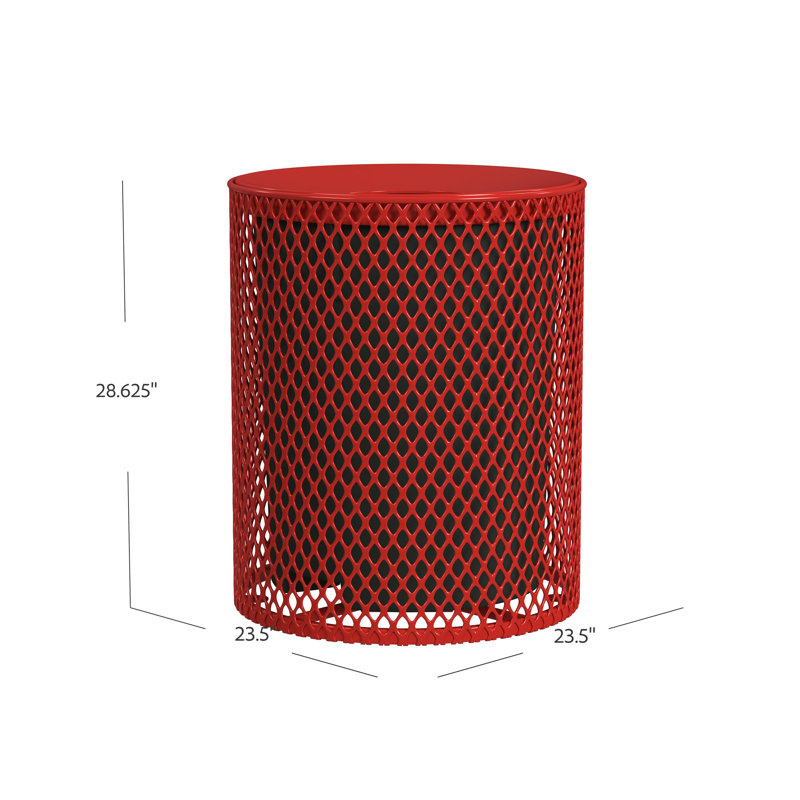 Leisure Craft 32 Gallon Expanded Metal Outdoor Receptacle, Red