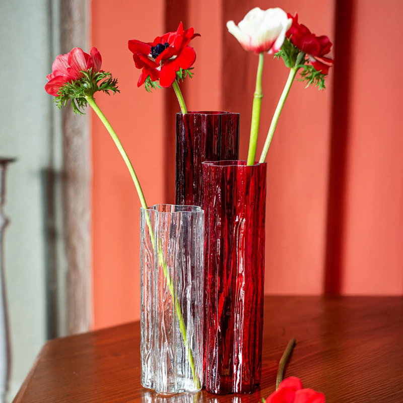 Vase en verre Flora, Rouge