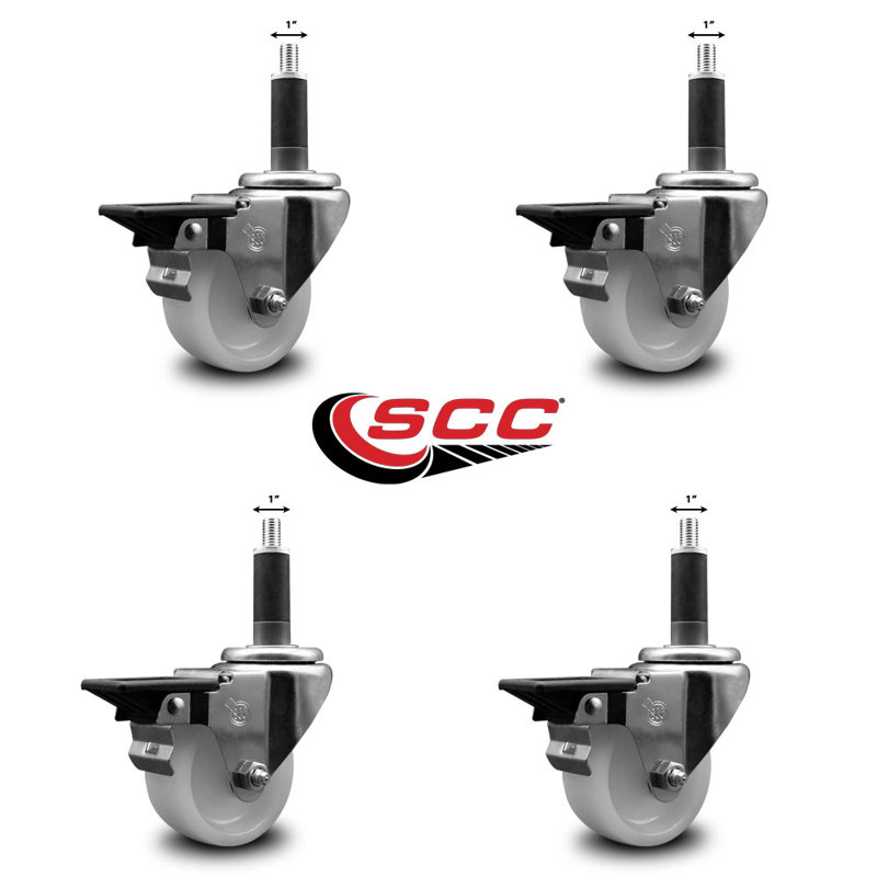 Ensemble de roulettes extensibles pivotantes en nylon 3 pouces avec frein SCC
