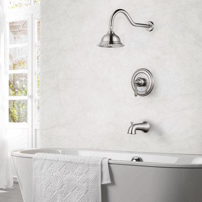 Pressure Balance Shower System 1.8 GPM Shower Faucet With Tub Spout And Brass Rough-In Valve