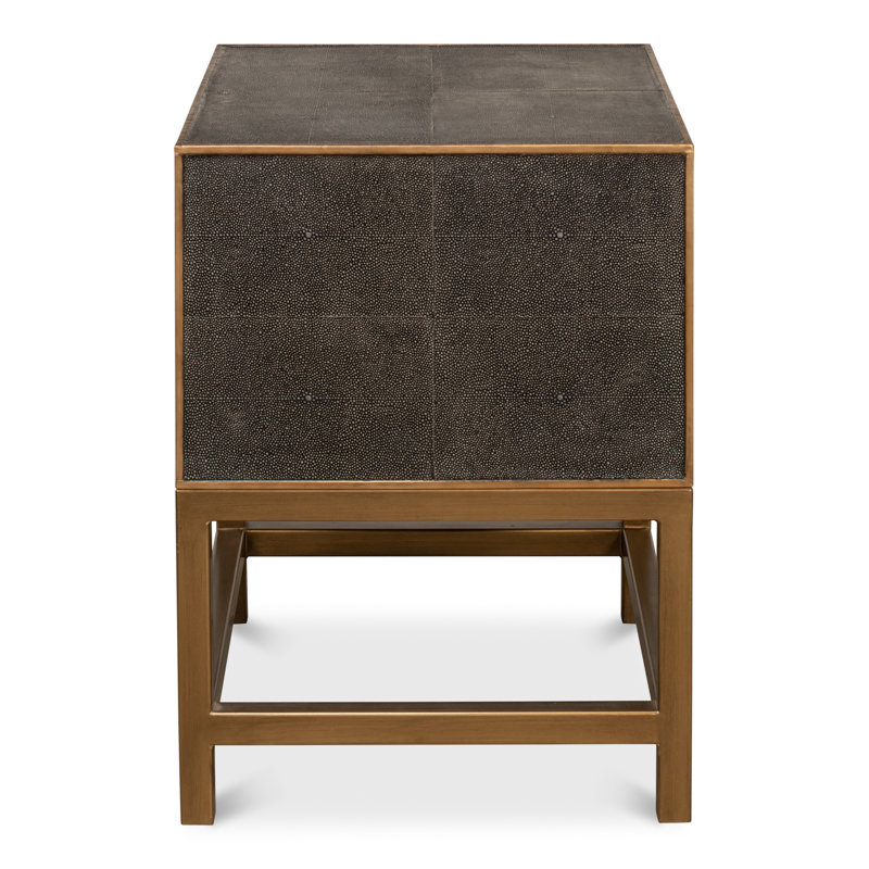 Shagreen 2 - Drawer Solid Wood Nightstand, Antique Gray