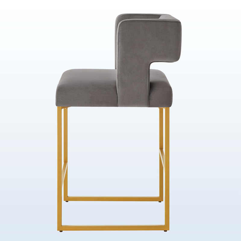 Clairissa Upholstered Accent Chair, Gold, Gray Velvet