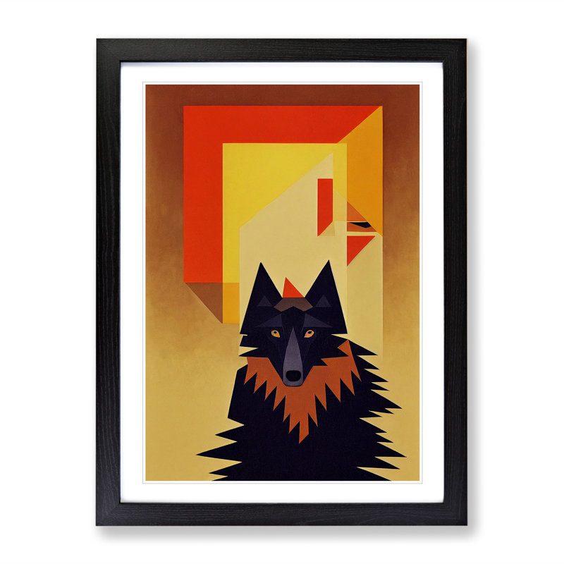 Wolf Art Abstract No.3 - Print, White, 66cm H x 48cm W, Black Framed Paper
