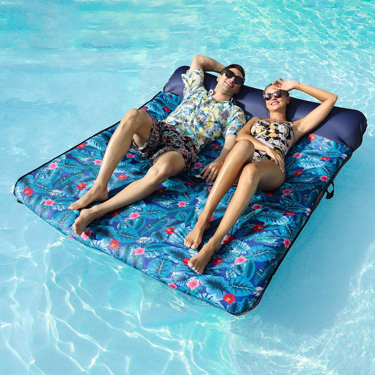 Colchoneta Hinchable 4 En 1 – Hamaca Flotante Para Piscina De 180x85x40 Cm, Con Reposacabezas Y Orificios De Refrigeración – Ideal Para Adultos En Piscina Y Playa