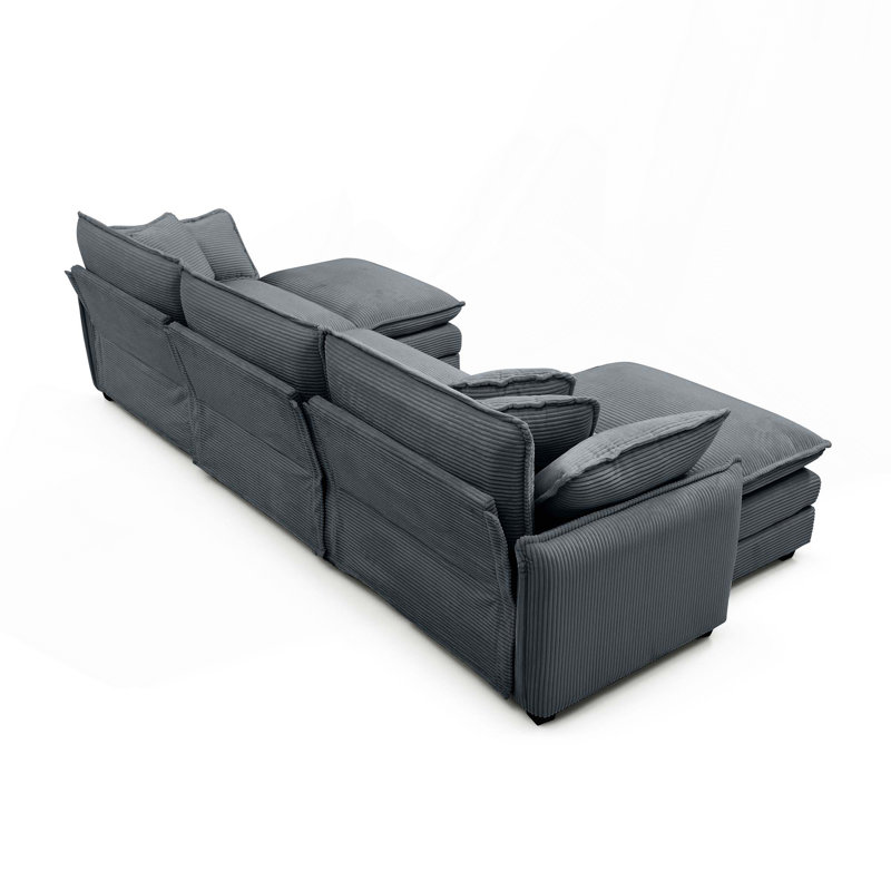 Oversized Modular Cushioned Sofa With Conversible Ottoman