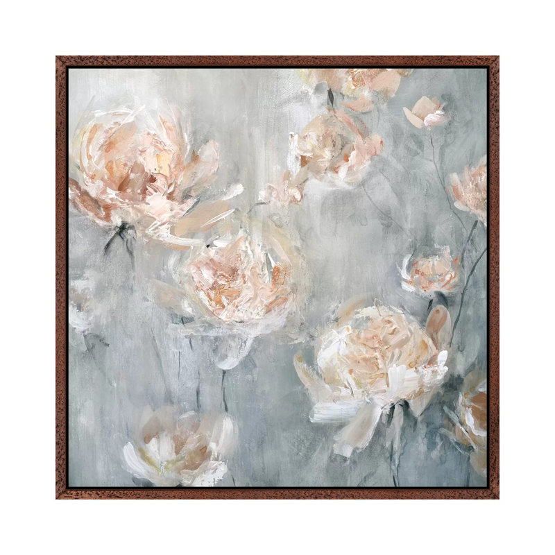Rose Mist 1 Piece Painting on Canvas, 66.04 cm H x 66.04 cm W, Classic Brown Wood Framed