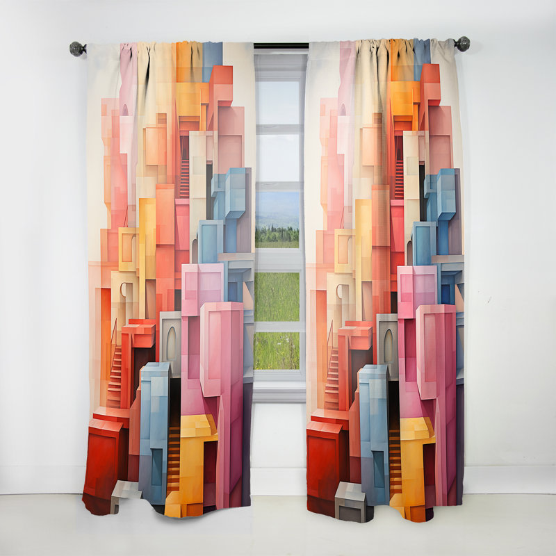 Vittoria Constructivism Construit Horizons VIII - Rideau en velours moderne - obscurcissant - 1 panneau, L 52 po x L 120 po