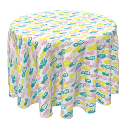 Fabric Textile Products, Inc. Round Tablecloth, 100% Cotton, 60 Round", Retro Summer Pineapple