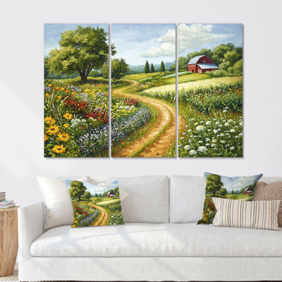 Paysage vert et jaune Farm Fresh I - Ensemble de décorations murales maison de campagne