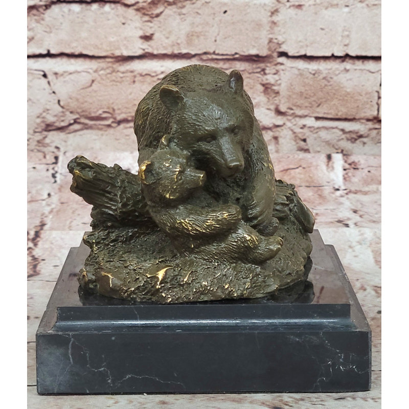 Sculpture bronze avec ours et bronze