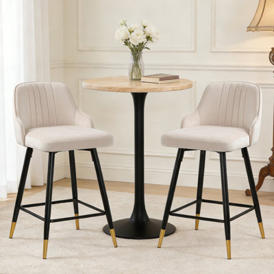 74Cm/65Cm Swivel Velvet Upholstered Counter & Bar Stool With Metal Frame 