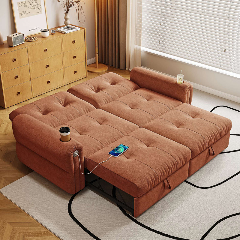 Il s'agit d'un canapé multifonctionnel, d'un canapé-lit convertible de 77 pouces et d'une pièce 2 en 1 convenant à la fois à la position assise et à la position allongée. Fabriqué en tissu Sheneyron