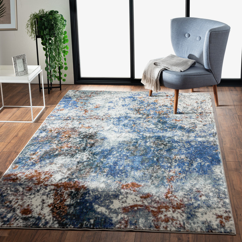Nimbus Blue/Gray/Black Area Rug, Rectangle 5' x 7'6"