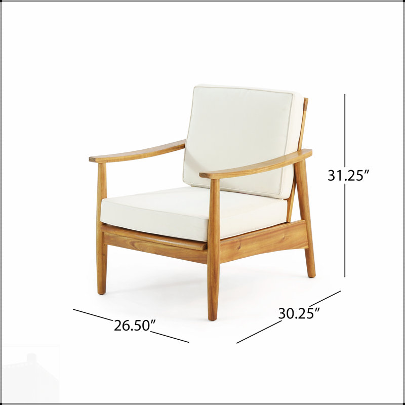 Fauteuil club Willowbrook en bois d'acacia avec des lattes pour des sièges d'extérieur durables et élégants