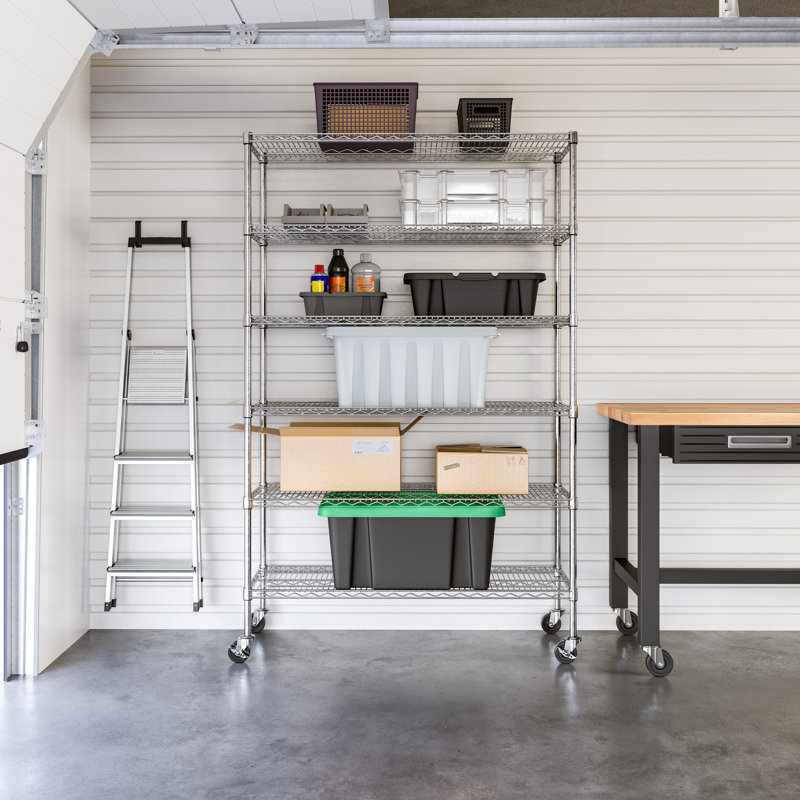 UltraDurable 6-Tier Chrome Steel Wire Shelving with Wheels