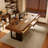 Brown + Black Rectangular Solid Wood + Iron with 3 drawers desk
