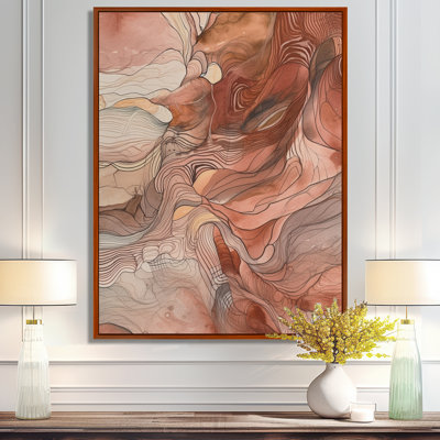 Chocolat, rêves, terre cuite, aquarelle - peinture abstraite, art mural