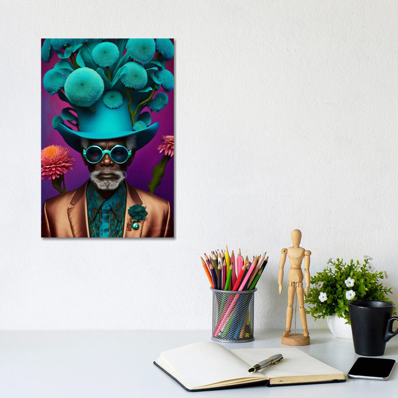 Papy africain rétro futuriste - Champignons VII, Sans cadre, toile, H 12 po x l 8 po