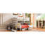 Lit superposé simple au-dessus de grand lit simple, blanc - Fabrication en bois massif pour les besoins de la chambre à coucher au-dessus du lit avec fonction amovible-1597428863