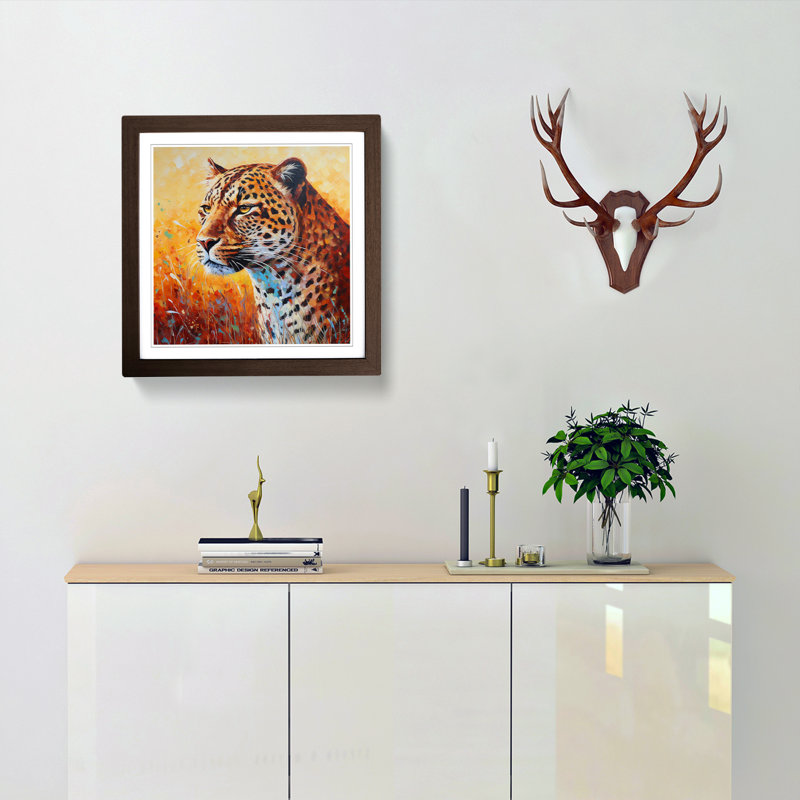Leopard Color Field Painting No.4 - Framed Print, Walnut
