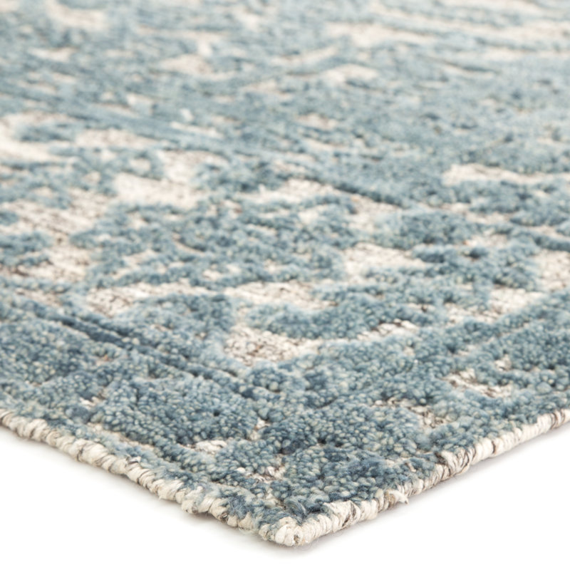 Tapis bleu / ivoire noué à la main Reign (8 pi x 11 pi) Reign, Rectangle 7 pi 10 po x 11 pi