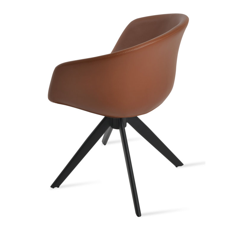 Fauteuil Tribeca, Similicuir noisette, Noir