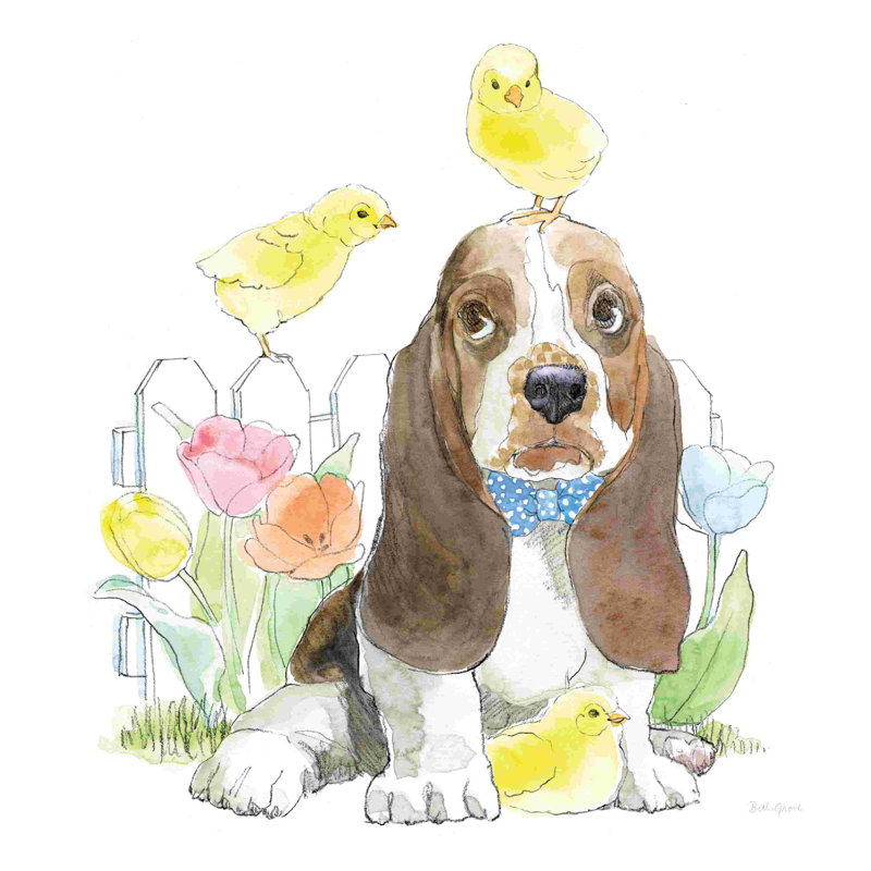 " Easter Pups V " by Beth Grove Painting Print, 12" W x 12" H