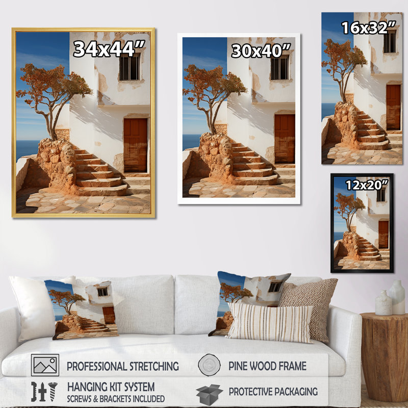 " Spain Beach House Tranquility ", Silver Single Picture Framed, 40" H x 30" W x 1.5" D