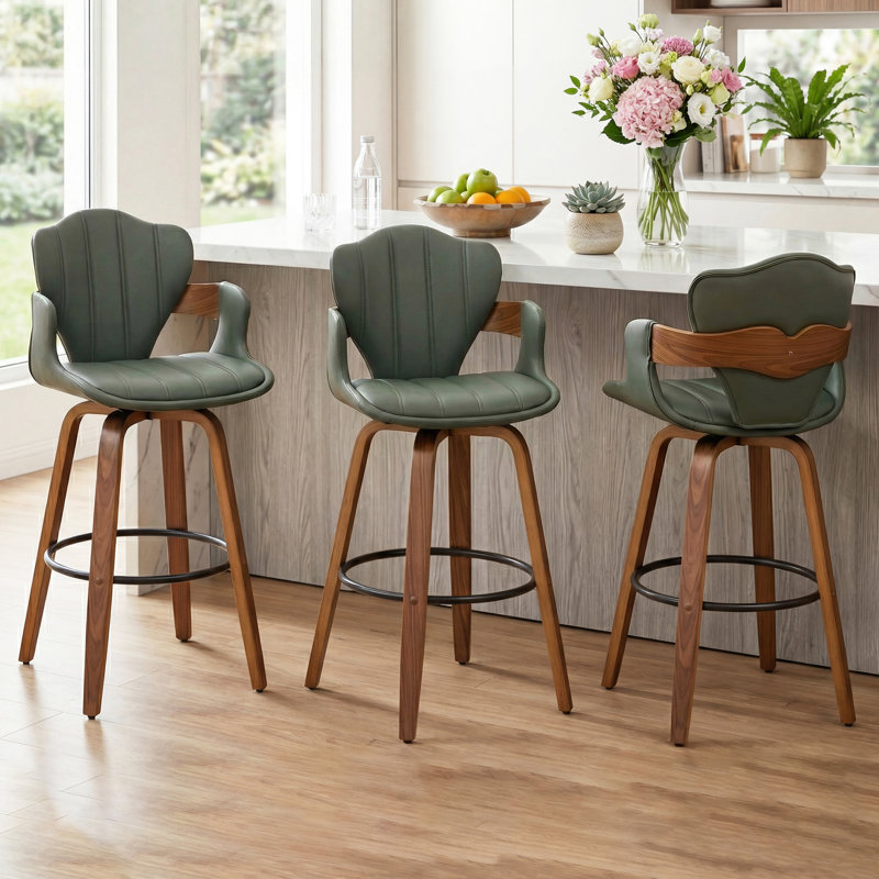 Tabouret de comptoir pivotant à 360 ° Devane, Vert, Tabouret de bar (siège d'une hauteur de 30 po)