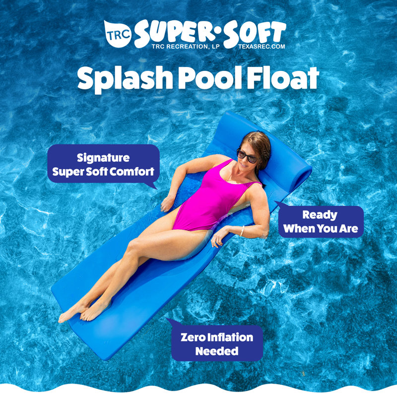 TRC Recreation Splash 1.25" Thick Pool Float Mats, Bahama Blue/Flamingo Pink