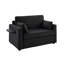 Canapé-lit simple de 47,2 po avec lit pliable, table sur les accoudoirs, hublots, pochette de rangement, coussins lombaires confortables, revêtement en velours côtelé doux pour les petits appartements, lit noir rabattable, côté