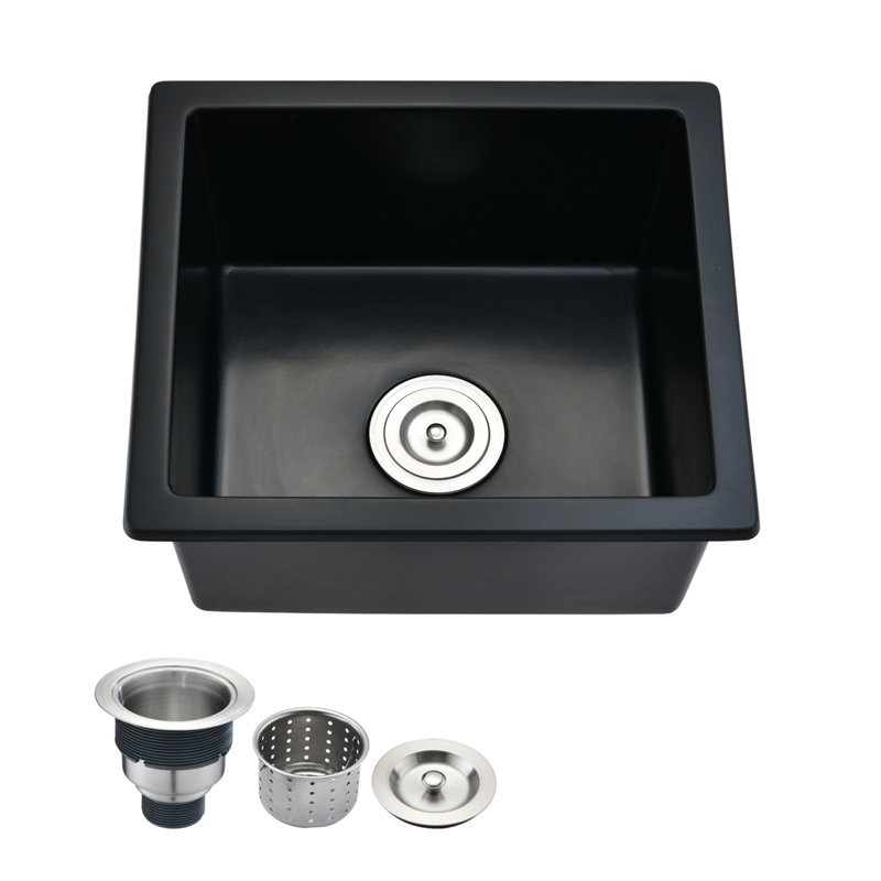 Évier de bar encastrable avec filtre à panier L 18 po x l 16 po Quartz