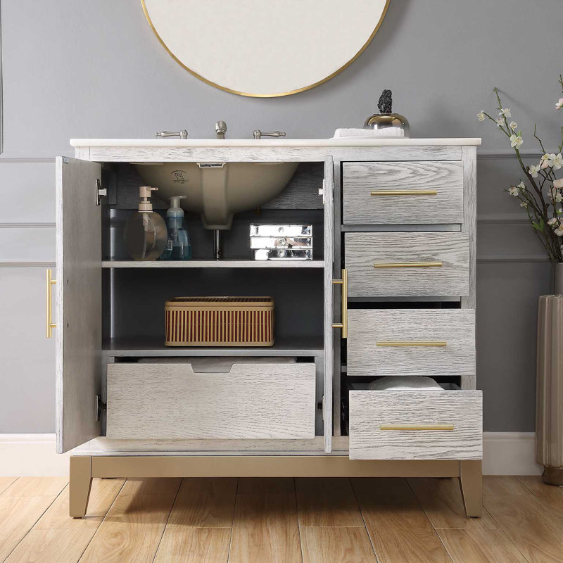 Charice 38'' Single Bathroom Vanity with Marble Top
