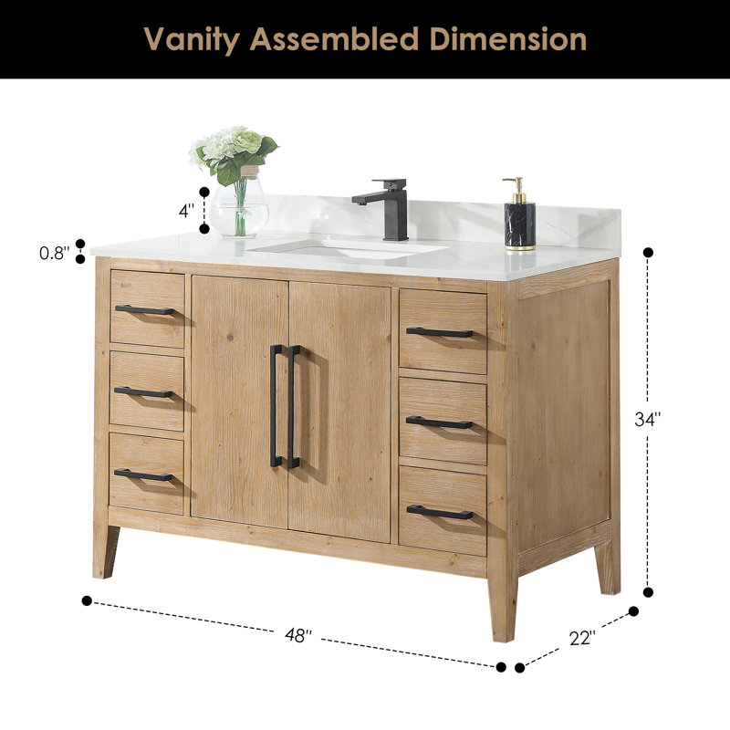 Griselde Solid and Manufactured Wood Bathroom Vanity, Weathered Fir