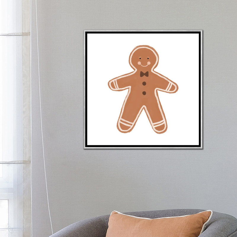 Reproduction d’art, "Gingerbread Man" par Orara studio, Toile avec cadre argenté, Pas de tapis, H 26 po x l 26 po x P 1,5 po