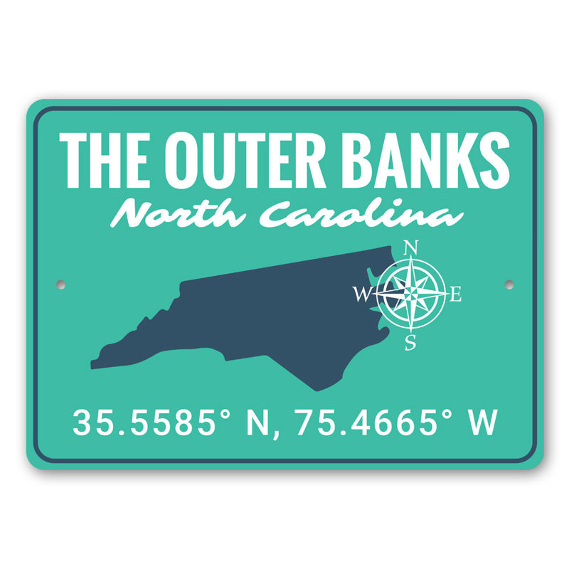 Enseigne en aluminium Outer Banks, H 12 po x l 18 po x P 0,06 po
