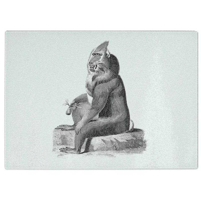 Tempered Glass Baboon Chopping Board, 28.5 cm W x 20 cm L