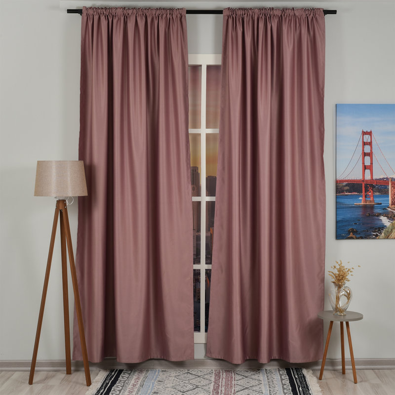 Sateen Look Room Darkering Room Darkening Curtain Pair, 52" W x 108" L, Pink