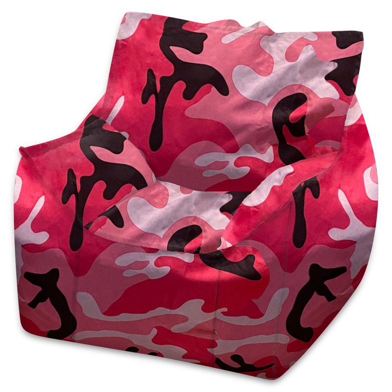 Fauteuil à billes Posh Creations, Nylon doux - rose camouflage et noir