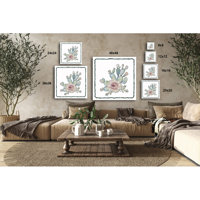 Cactus 536 - Impression sur toile tendue, H 16 po x l 16 po x P 1,5 po